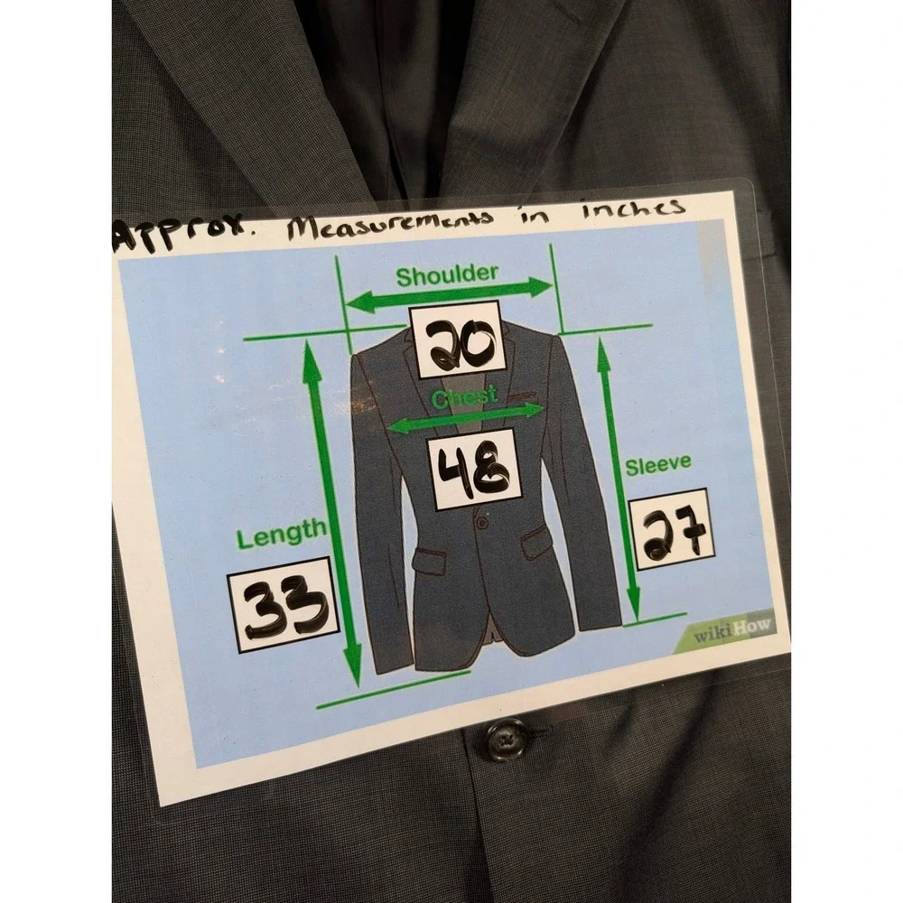 Stafford Mens Grey 100% Pure New Wool Blazer Sport Coat 48L 551-5035